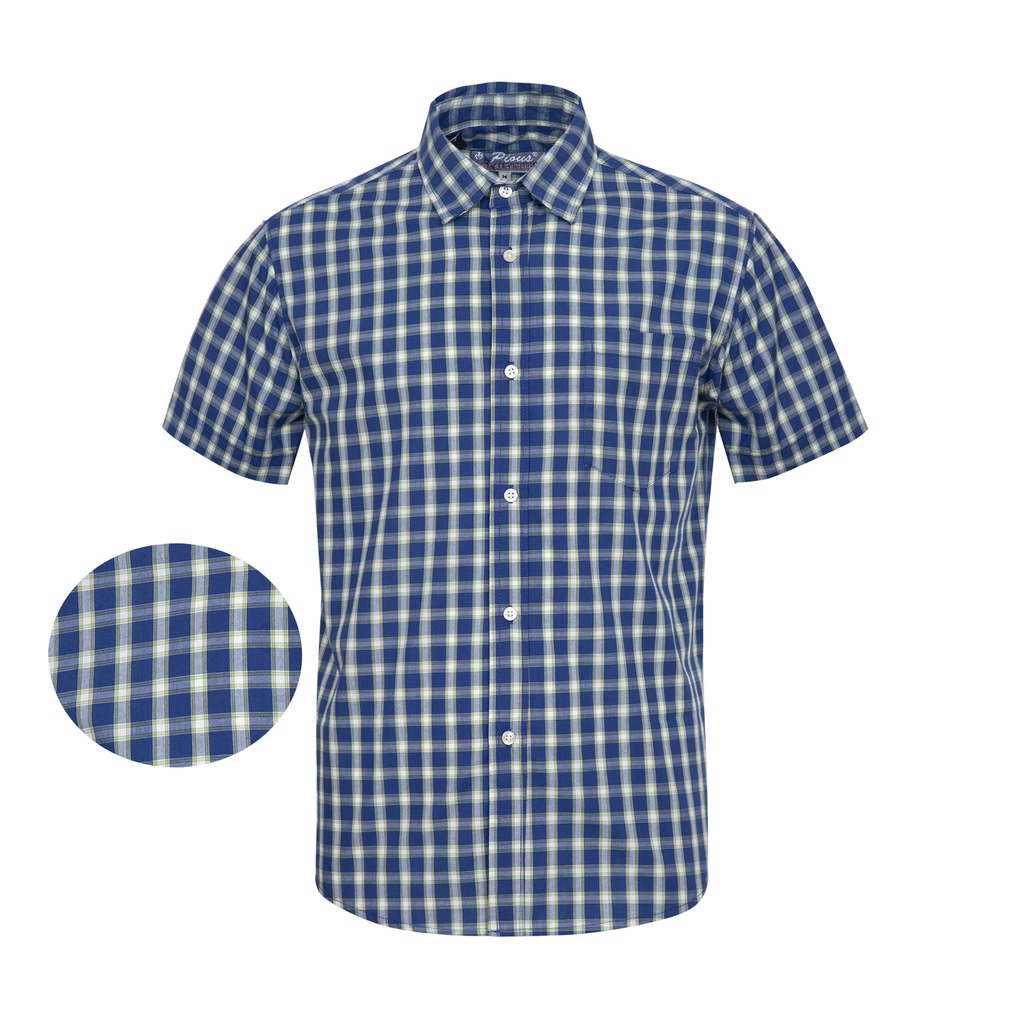 Áo sơ mi nam caro cao cấp cotton ngắn tay pious SMNT01009 | BigBuy360 - bigbuy360.vn