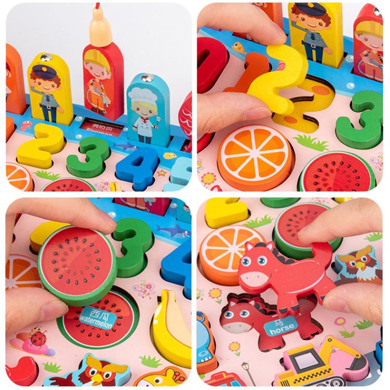 Đồ chơi giáo dục sớm montessori bảng gỗ câu cá cho bé mẫu mới 2022 kết hợp ghép hình nhận dạng đồ vật