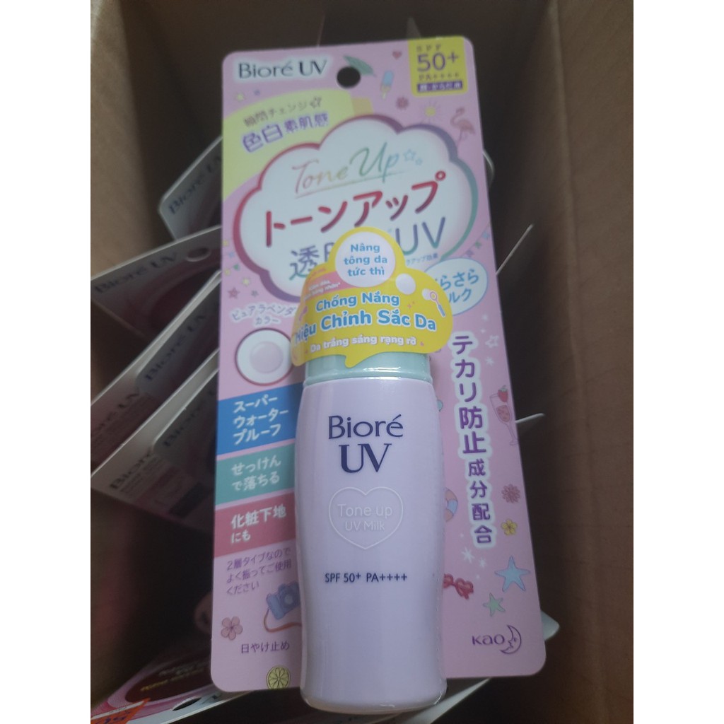 (Thanh lý thu hồi vốn) Kem chống nắng hiệu chỉnh da Biore Tone Up UV Milk SPF50+/PA++++ 30ml nâng tone tức thì