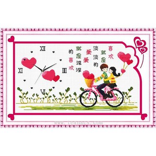 Tranh Thêu Chữ Thập 3D Đồng Hồ Tình Yêu Lãng Mạn 2333 (KHÁCH TỰ THÊU) KT:76X46CM