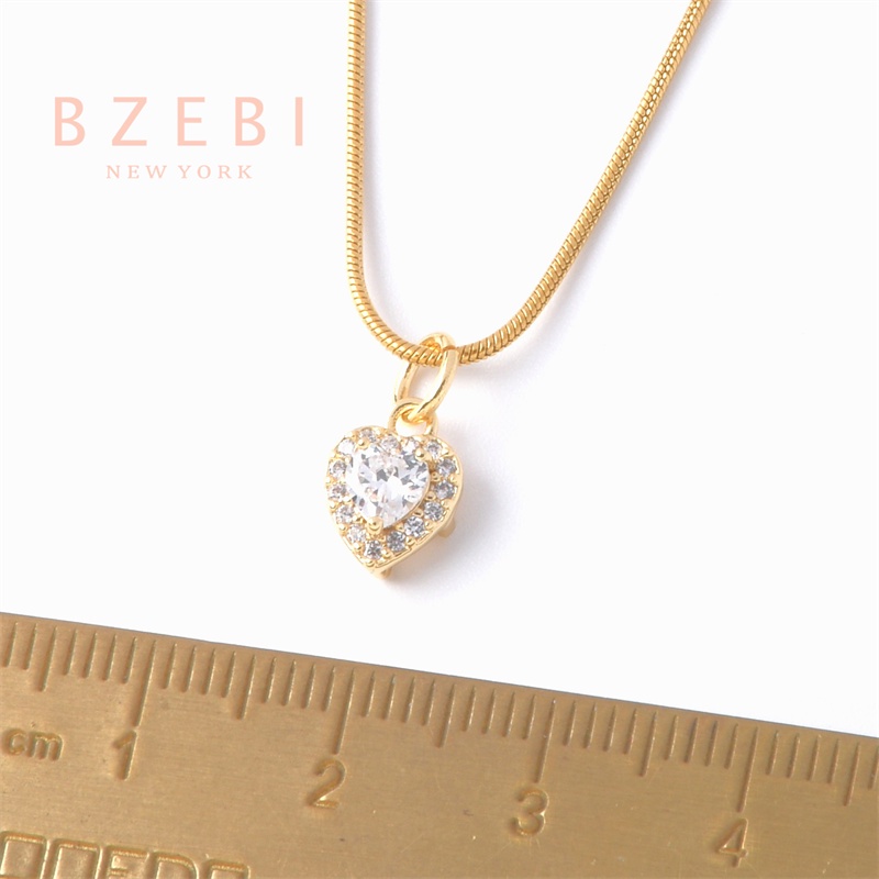 BZEBI Vòng Cổ Trái Tim Kim Cương Vàng 18K Phụ Kiện Thời Trang Cho Nữ 146n