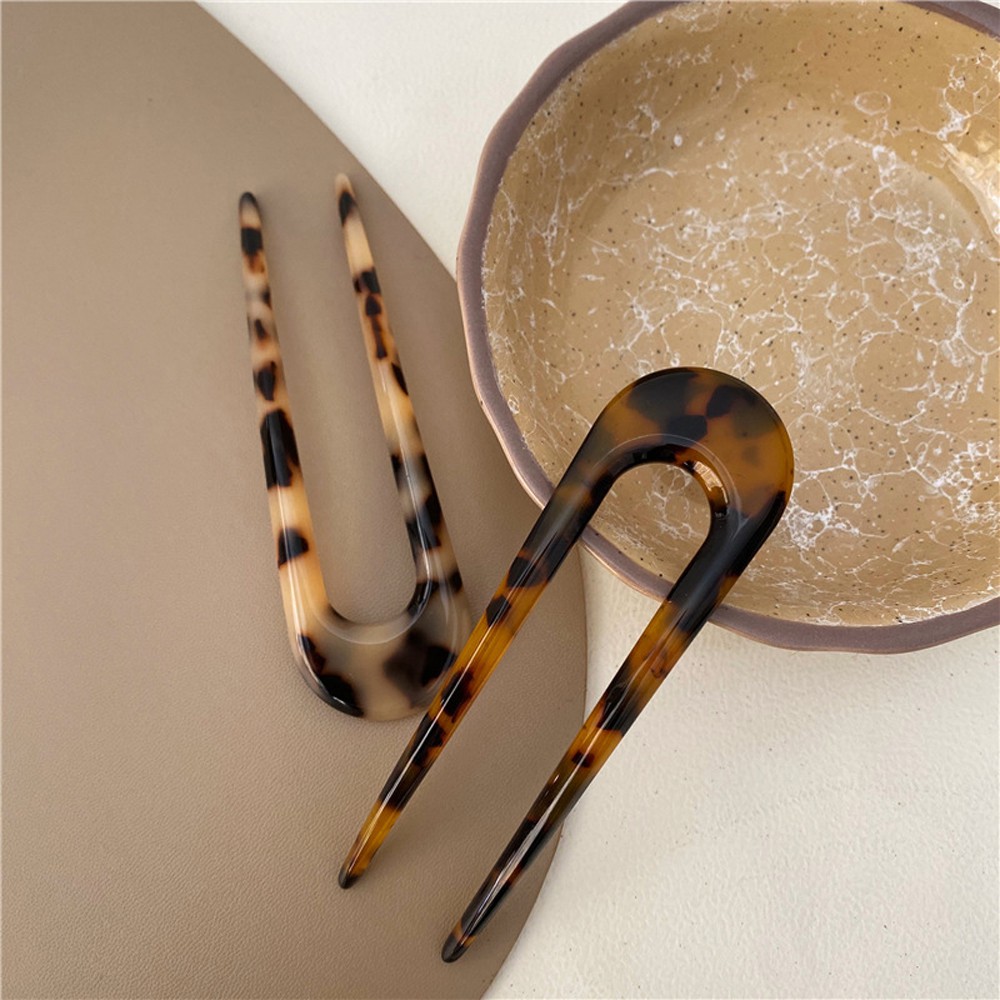 Trâm Cài Tóc Chữ U Họa Tiết Da Báo Thời Trang Cho Nữ