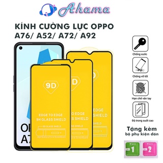 Kính Cường lực Oppo A76 A52 A92 A72 full màn và trong suốt độ bền cao cảm ứng mượt mà tặng kèm khăn lau màn hình