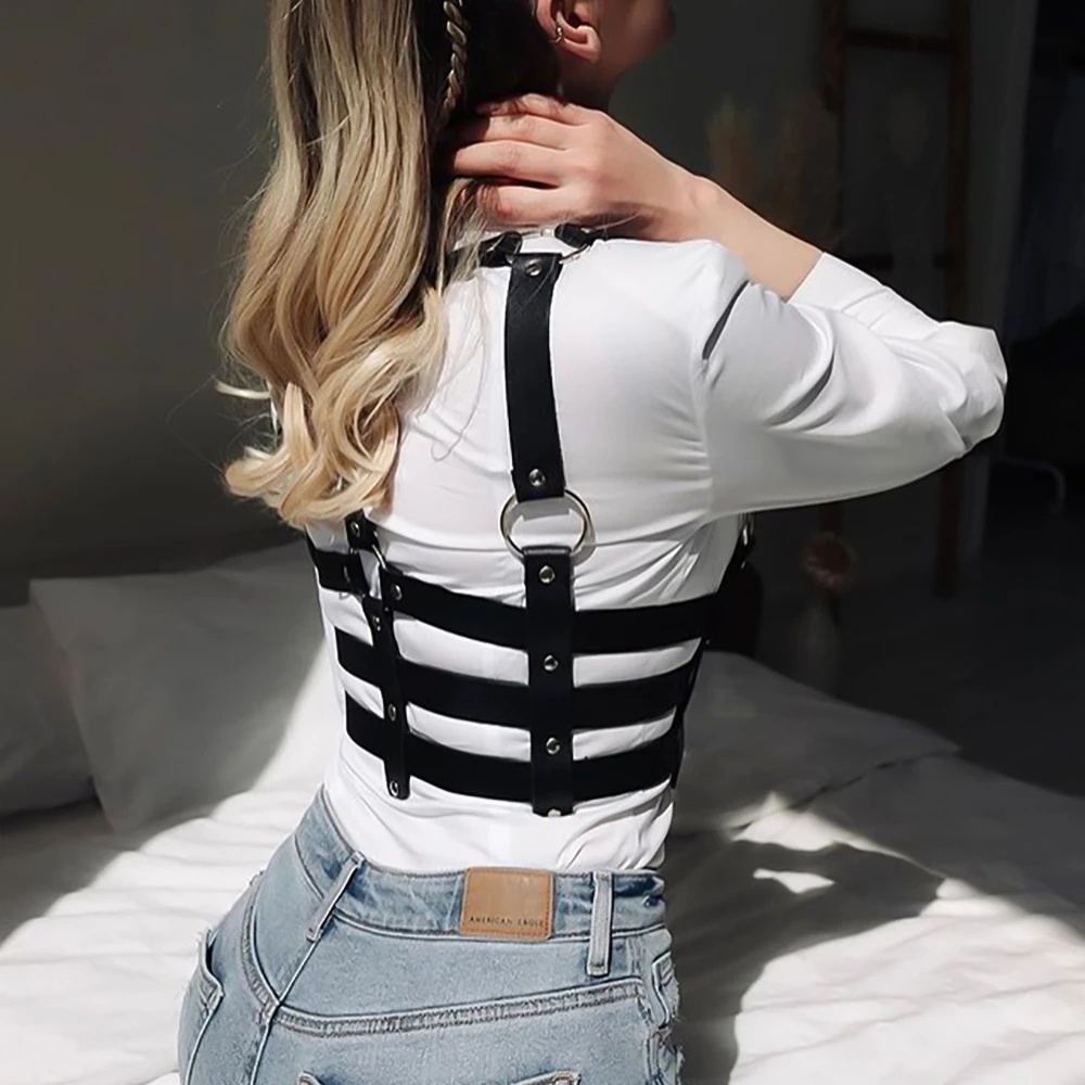 Dây Nịt Giả Da Màu Đen Phong Cách Harajuku Gợi Cảm Cho Nữ