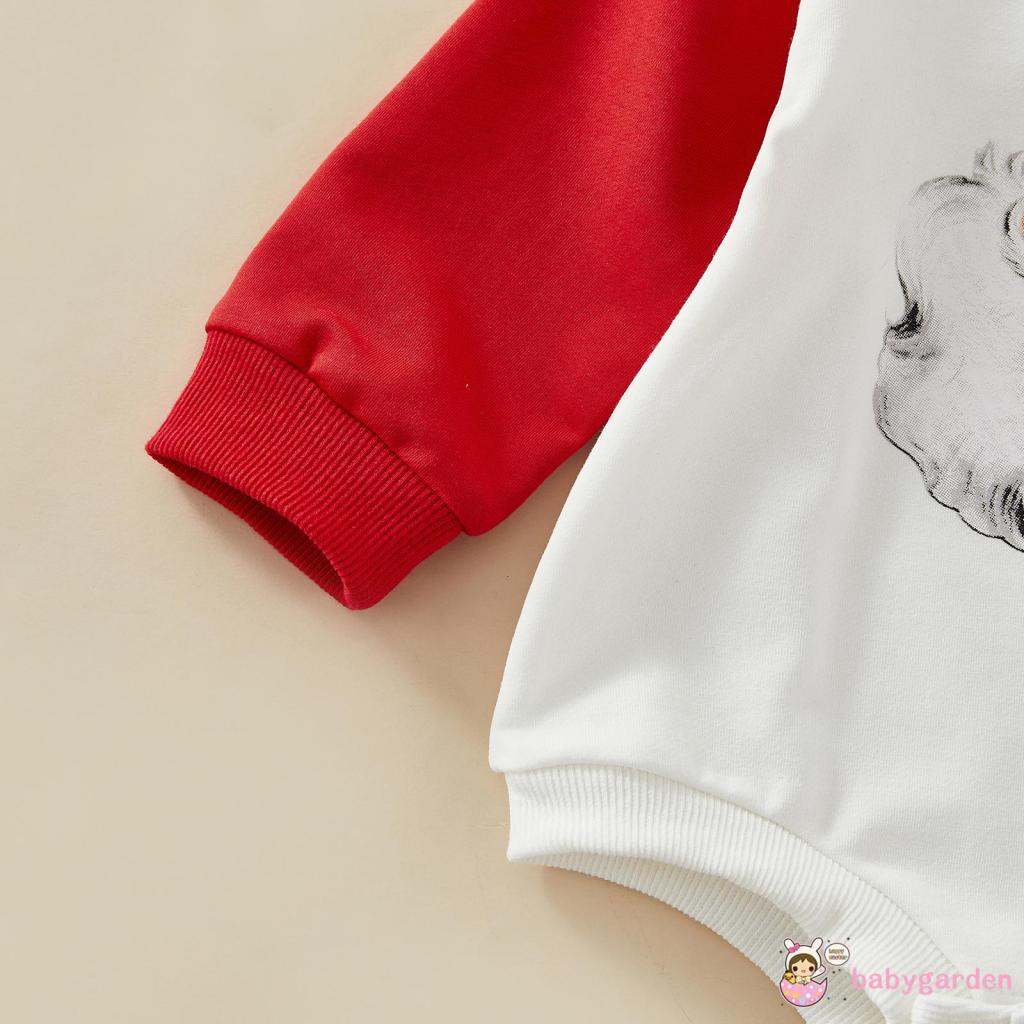 Áo Liền Quần Tay Dài In Họa Tiết Giáng Sinh Hoạt Hình Dành Cho Bé 0-18 Tháng Tuổi