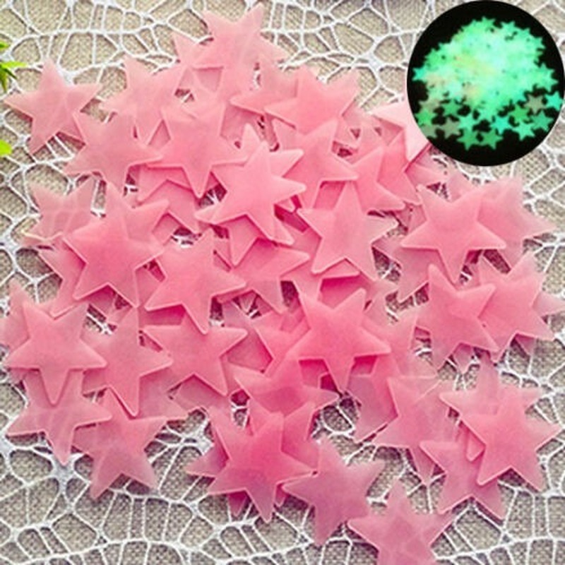Set 100 Sticker Ngôi Sao 3D Dạ Quang Dán Tường Trang Trí