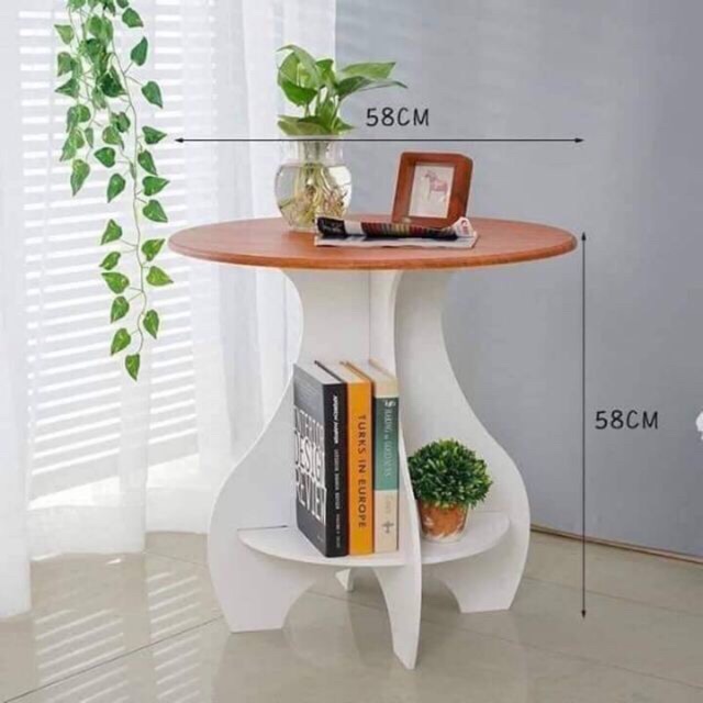 Kệ bàn tròn để lọ hoa có ngăn để sách cao cấp