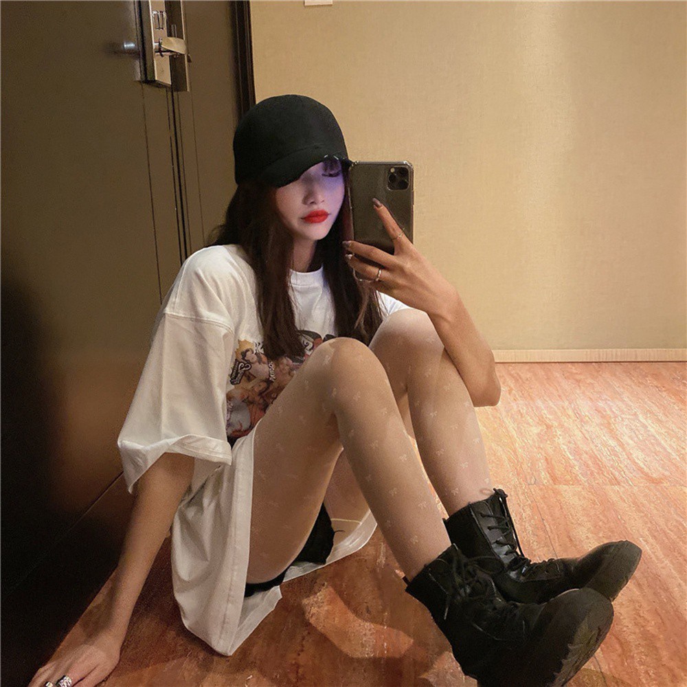 Quần Tất Mỏng Màu Trắng / Đen Đính Nơ Gợi Cảm Phong Cách Lolita Cho Nữ