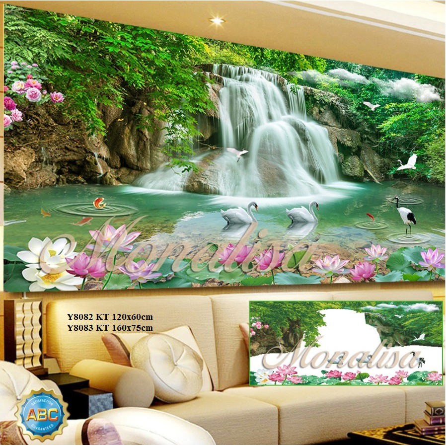 Tranh đính đá phong cảnh non nước hữu tình KT:120x60cm,160x70cm. Tranh gắn đá tự làm.