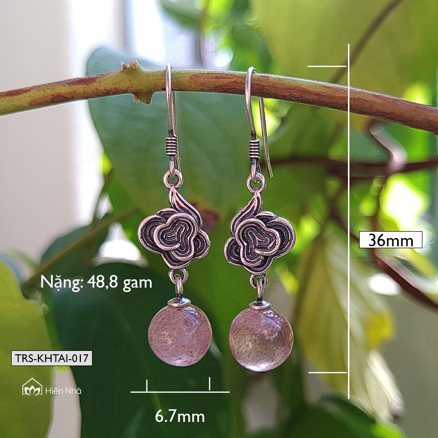 Khuyên tai Bạc S925 - Khuyên tai nữ tính dâu tây - Trang sức Bình An - Hiên Nhà