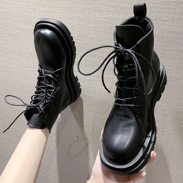 (XẢ LỖ) Giày boots Martin cổ ngắn da mềm gót cao 5cm