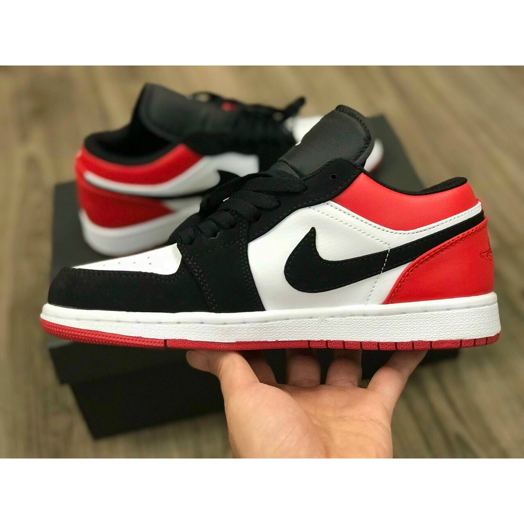 Giày.Hoàng Yến Giày sneaker jd đỏ đen cổ thấp, giày jd 1 đỏ đen cổ thấp full box, bill