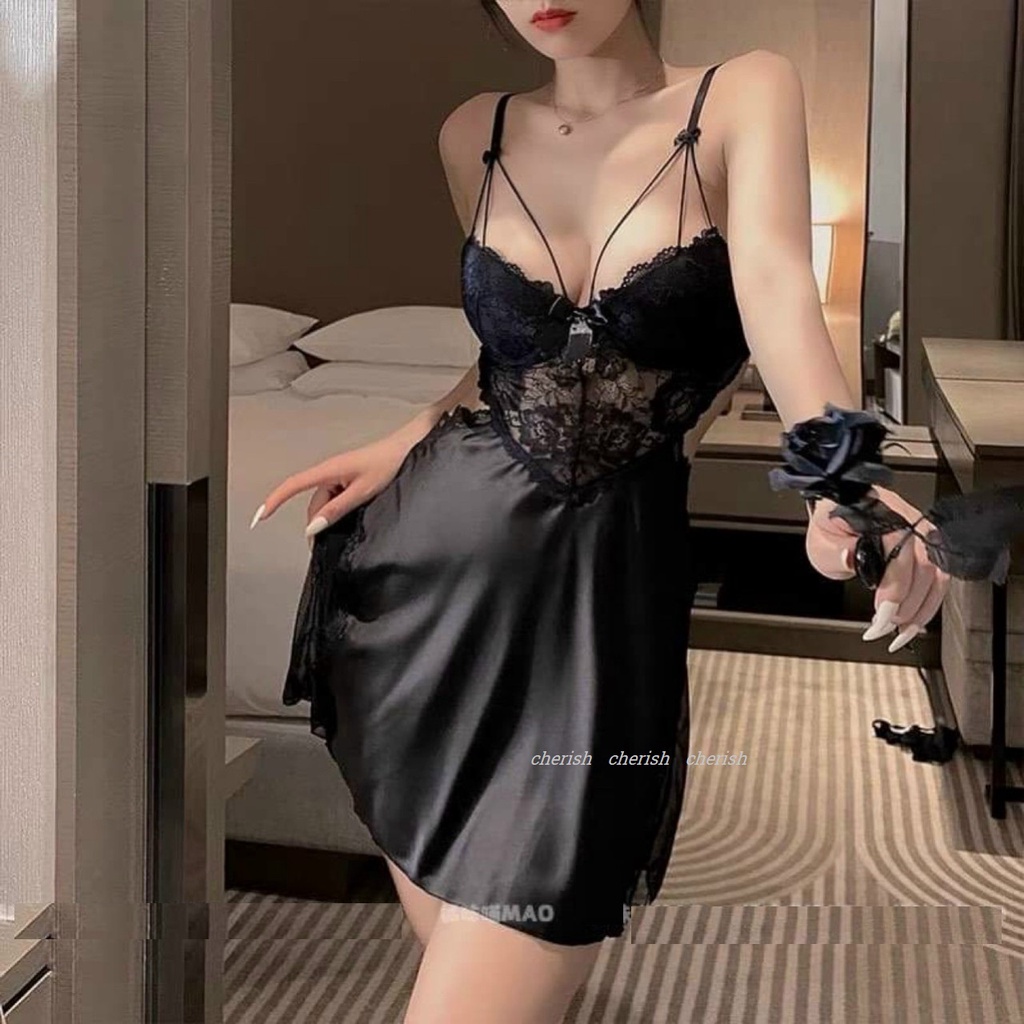 (M. 138) Váy ngủ sexy lụa có gọng và đệm ngực cao cấp Đầm mặc nhà gợi cảm quyến rũ | BigBuy360 - bigbuy360.vn