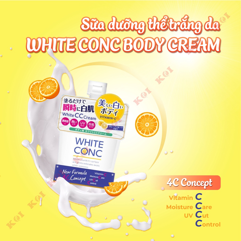 Sữa dưỡng thể trắng da White Conc Body CC Cream With Vitamin C 200g