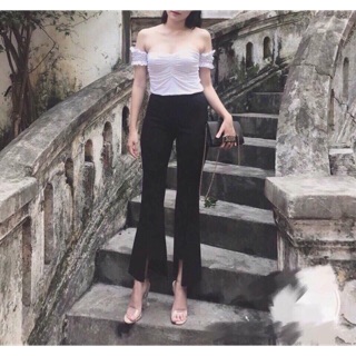 Quần ống loe xẻ giữa