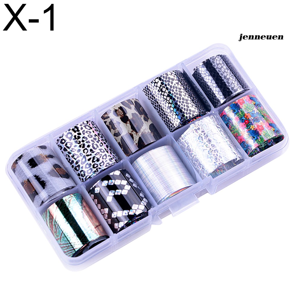 [Hàng mới về] Bộ 10 Cuộn Giấy Lá Kim Loại Lập Thể Dán Móng Trang Trí Nghệ Thuật