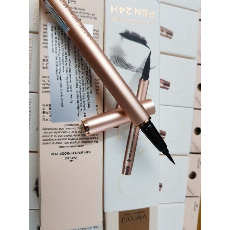 Bút Kẻ Mắt Nước Lâu Trôi Vacosi 24H Waterproof Pen phiên bản Rose Gold hàn quốc 2gr