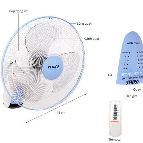 Quạt treo tường SENKO Có Remote TR828 / TC1628-400