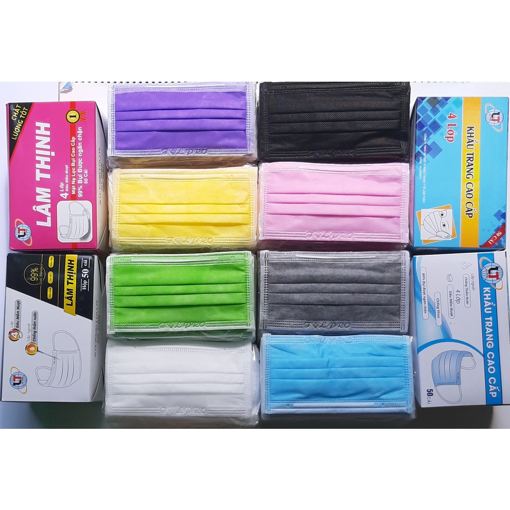 [100 cái ] 2 Hộp Khẩu trang y tế 4 lớp kháng khuẩn, chống thấm nước ngăn ngừa bụi - Màu xanh