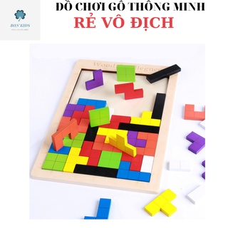 Đồ chơi bảng ghép Tetris Montessori - xếp gạch thông minh cho bé - Đồ chơi gỗ thông minh cho bé BONKIDS