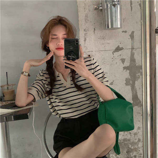 Áo Phông Kẻ Cổ Đức Hàng Quảng Châu M528- Lolla_Fashion