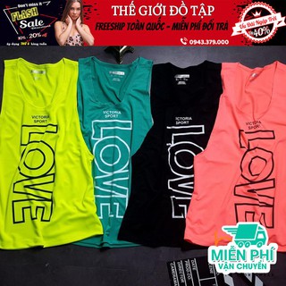 Áo tank lưới thể thao love cao cấp - đồ tập yoga gym aerobic a023