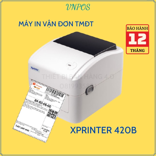 [NHẬP mã THIE9  giảm 9% ]Máy In Đơn Hàng XP-420B, In Đơn GHTK, GHN, Shopee, TMĐT...In Tem, In Mã Vạch cho Shop, Siêu thị