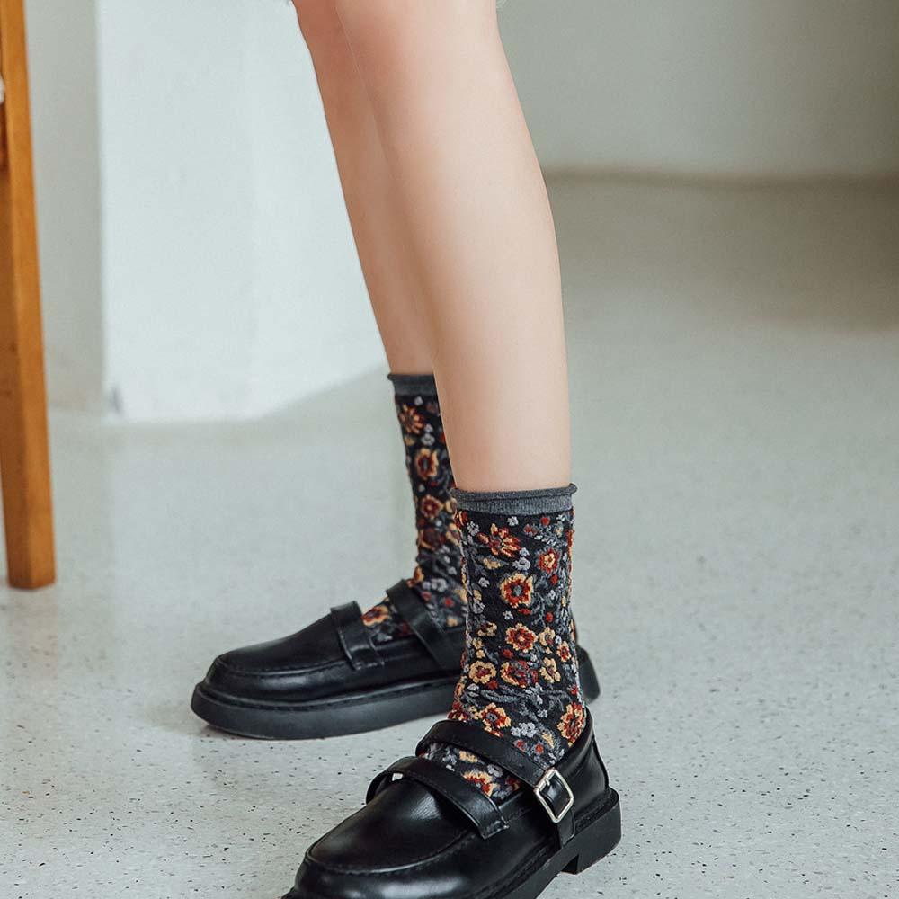 AROMA Đôi Vớ Cotton Thêu Hoa Phong Cách Hàn Quốc Thời Trang Cho Nữ