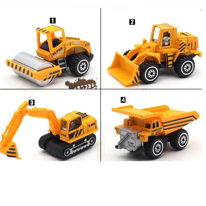 Bộ xe công trình gồm 06 xe các loại xe tỉ lệ 1:64