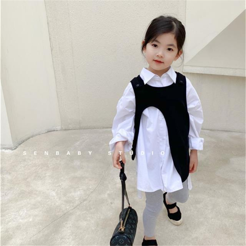 Áo sơ mi trắng/Áo vest không tay kiểu dáng thời trang cho bé gái