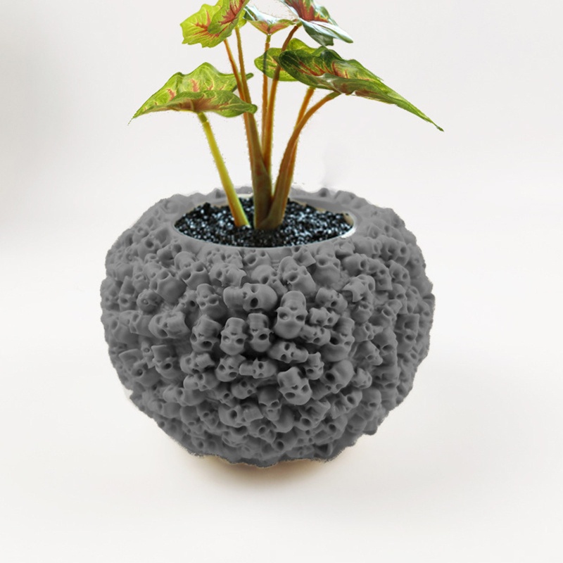 Sa Khuôn Silicon Làm Chậu Hoa Hình Đầu Lâu Trang Trí Halloween