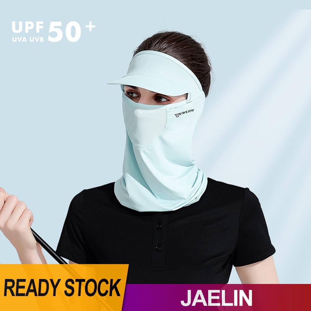 Mũ che nắng UV UPF 50+ có khẩu trang che mặt đeo cổ bằng lụa cho chơi thể thao ngoài trời