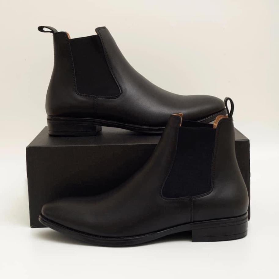 Giày Chelsea Boots Nam da bò đế cao su đúc - Boots cho nam dễ phối đồ tăng chiều cao, giày cao cổ nam da bò .