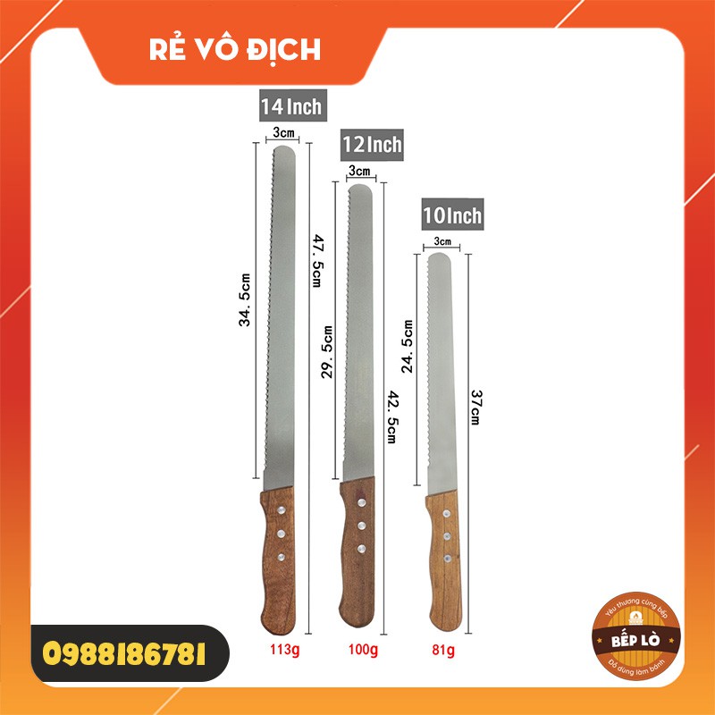 Dụng cụ làm bánh - Dụng cụ cắt bánh bằng thép không gỉ 10 inch 12 inch 14 inch lưỡi phẳng - răng  nhỏ - răng lớn