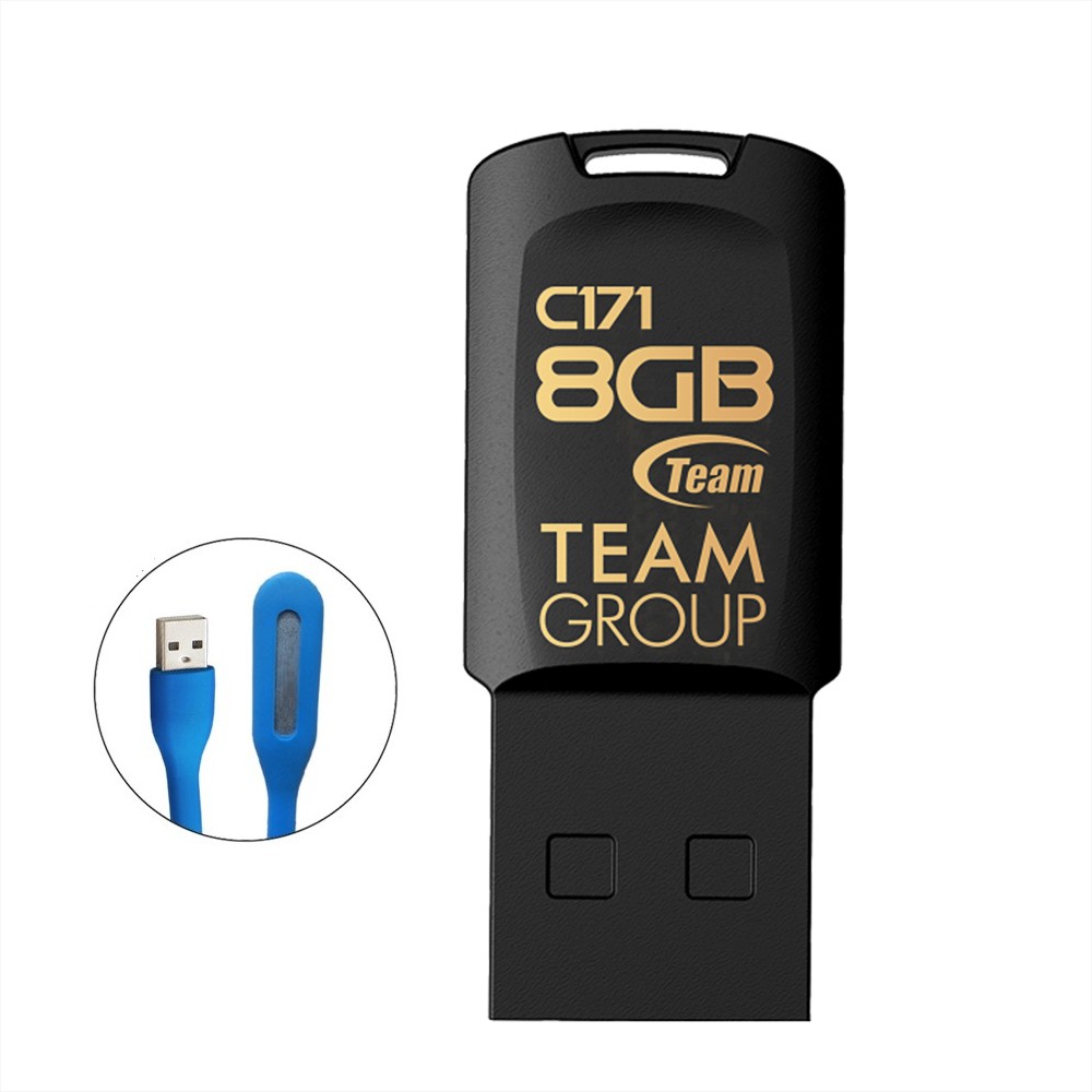 USB 2.0 Team Group C171 8GB chống nước Taiwan (Đen) tặng đèn LED USB - Hãng phân phối chính thức