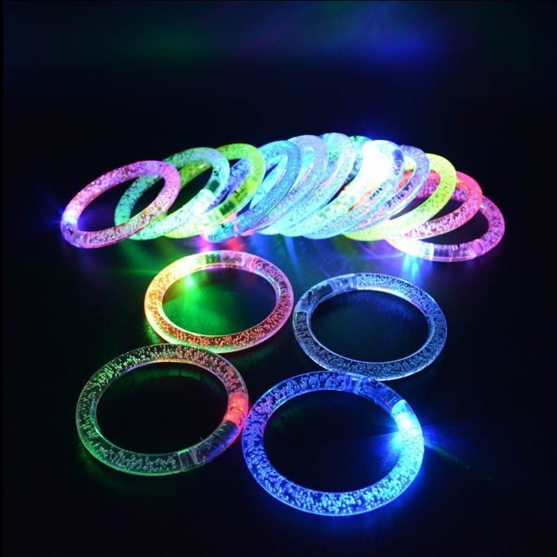 flowersqueen Vòng tay nhựa dạ quang có đèn LED phát sáng cho Halloween