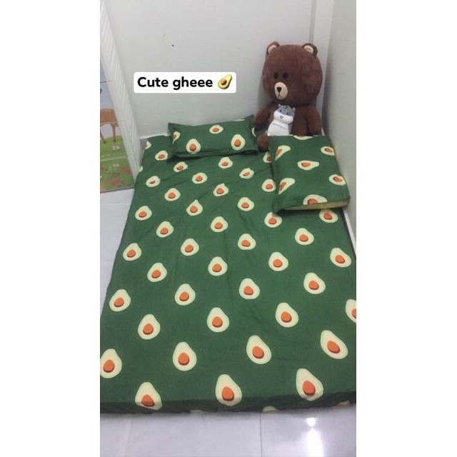 Bộ ra nệm quả bơ - 1 drap 1m6 1m8 kèm 2 áo gối nằm 45 x 65 cm- CAISHOPQUEN