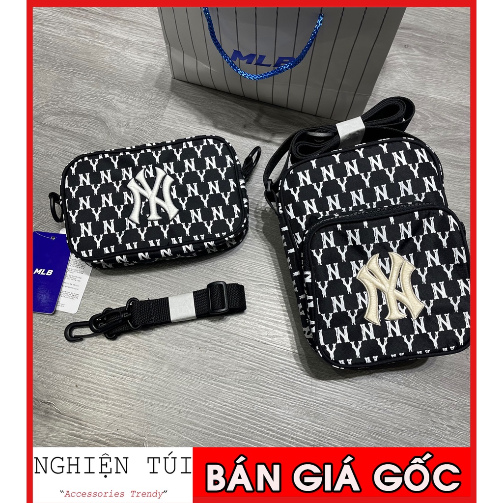 [ NGHIỆN TÚI GIÁ GỐC Kèm Video SP ] Túi đeo chéo MLB NY Mini Monogram Bag Black | HÀNG XUẤT DƯ XỊN 100%