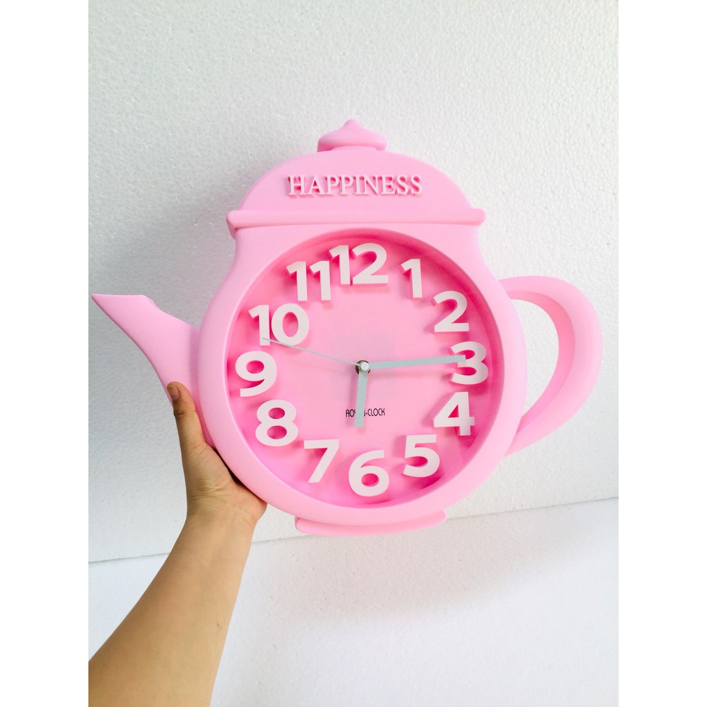 Đồng hồ treo tường hình ấm trà hồng 45*38*5cm