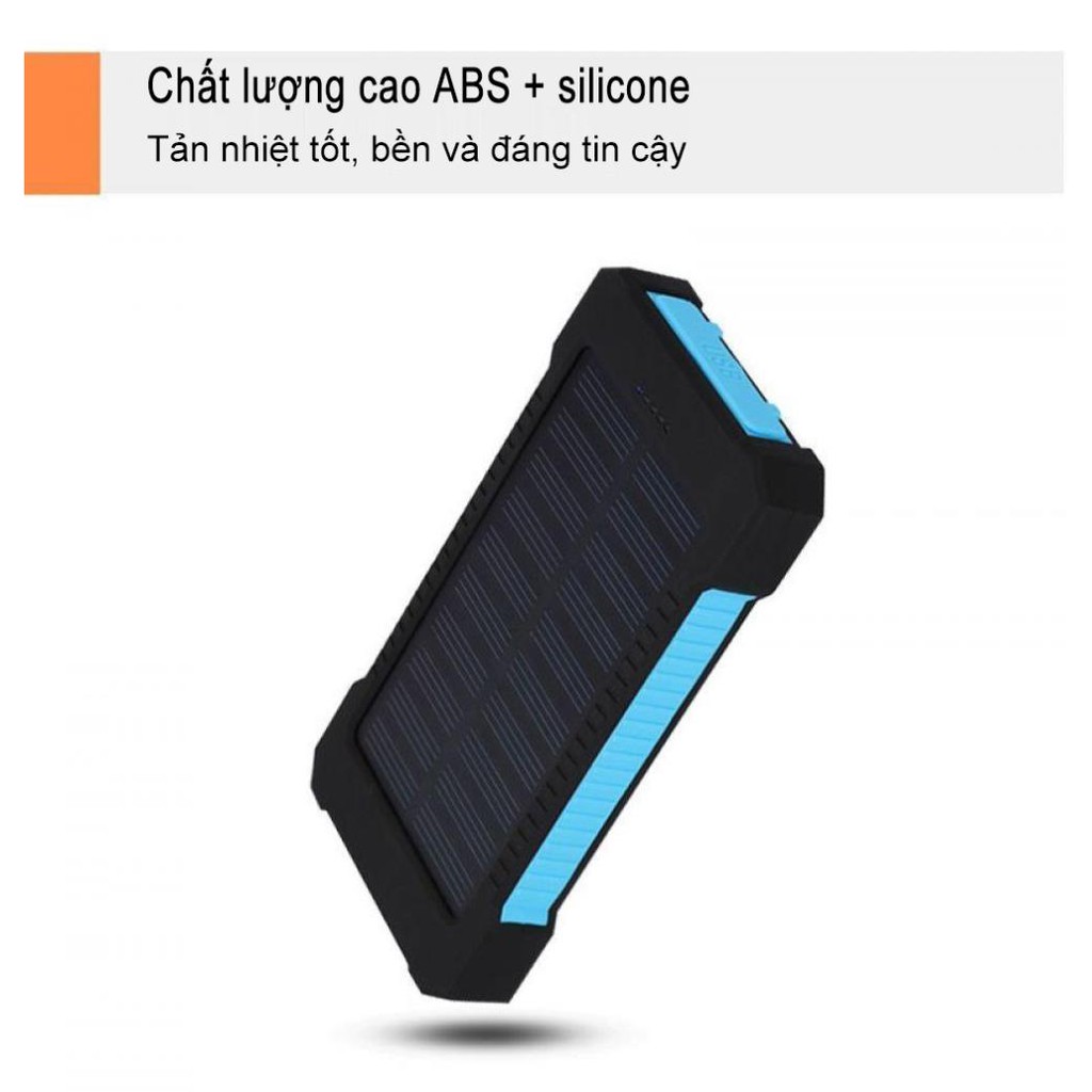 Pin sạc dự phòng 30000mAh năng lượng mặt trời, di động không thấm nước cho điện thoại thông minh sạc dự phòng Power bank