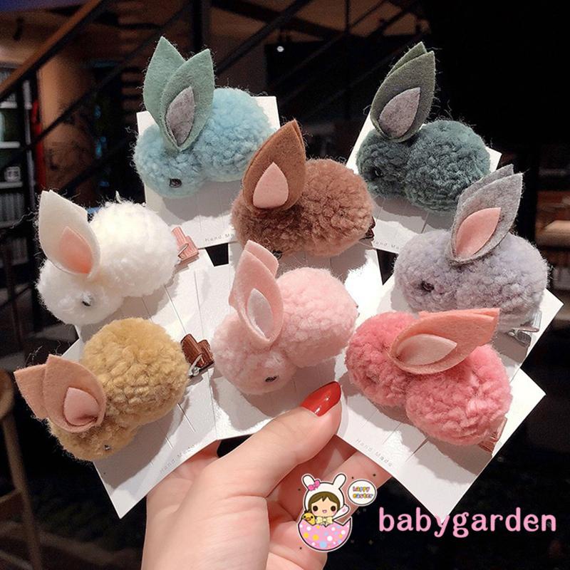Kẹp tóc hình thỏ lông nhung hoạt hình đáng yêu dành cho bé gái