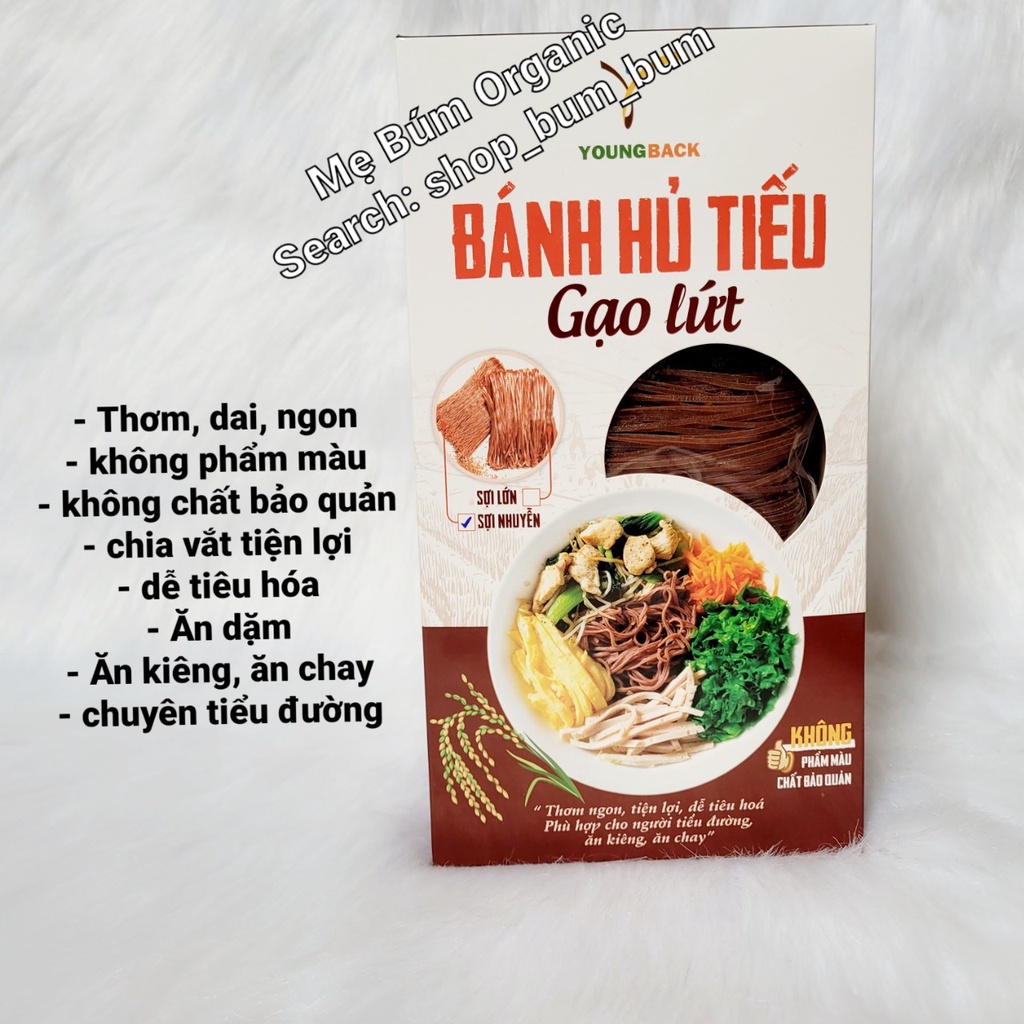 [HCM giao hỏa tốc] Hủ tíu gạo lứt thực dưỡng Youngback - Hộp 300g (6 vắt)- Cho người tiểu đường, ăn kiêng, giảm cân