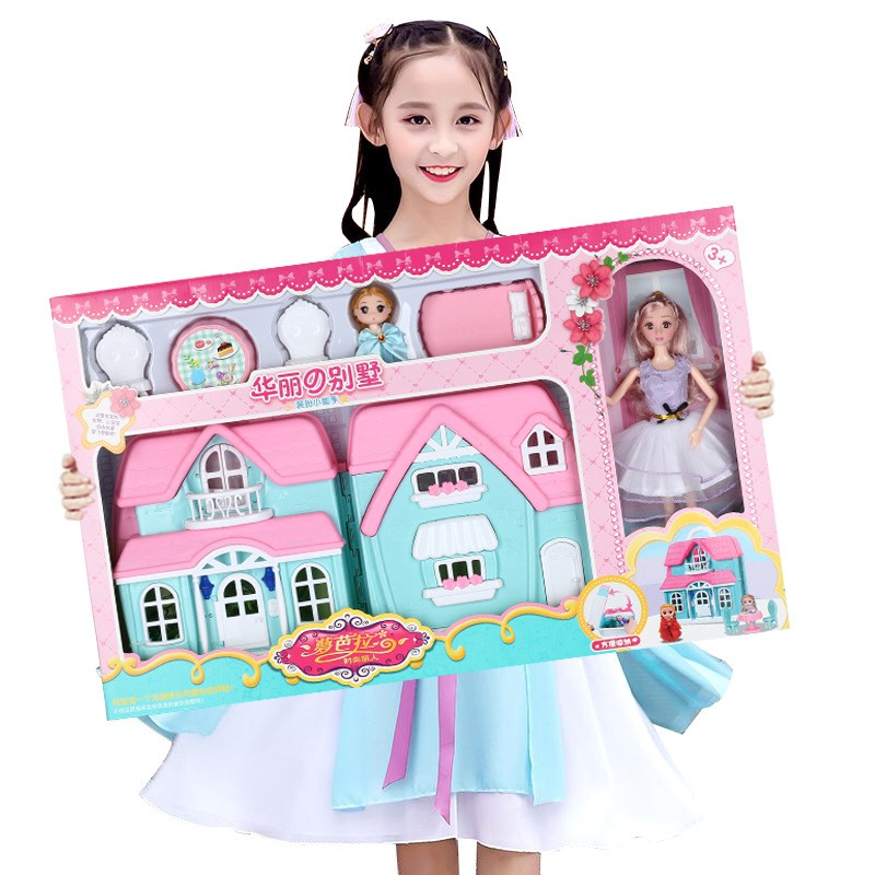 Geyi búp bê Barbie bộ hộp quà lớn cô gái công chúa trẻ em đồ chơi biệt thự lâu đài giấc mơ lâu đài