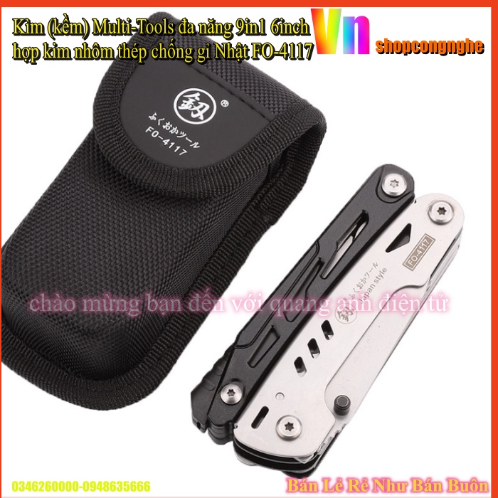 Kìm  Multi-Tools đa năng 9in1 6inch hợp kim nhôm thép chống gỉ Nhật FO-4117