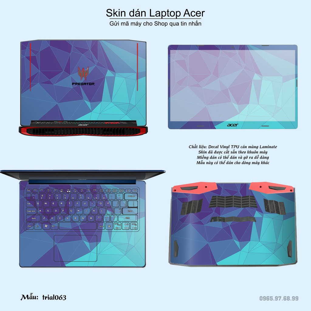 Skin dán Laptop Acer in hình Đa giác _nhiều mẫu 11 (inbox mã máy cho Shop)
