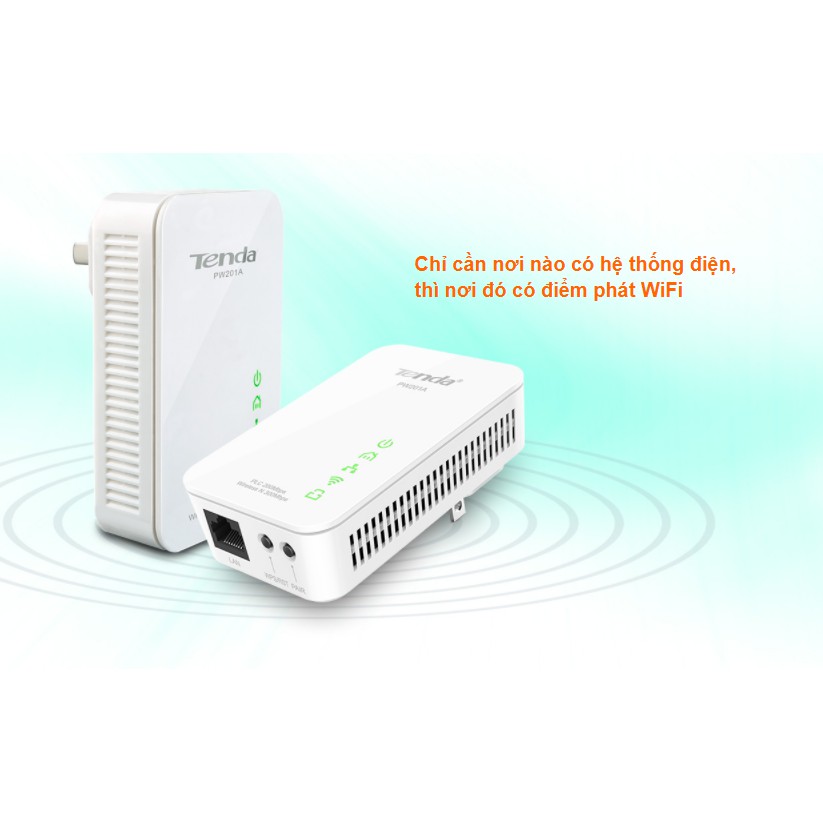 Thiết bị nối mạng WiFi qua đường dây điện tốc độ 300Mbps TENDA PW201A (Trắng)