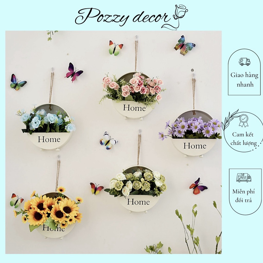 Giỏ Hoa, Lẵng Hoa Chữ Home Treo Tường, Để Bàn Trang Trí Đẹp