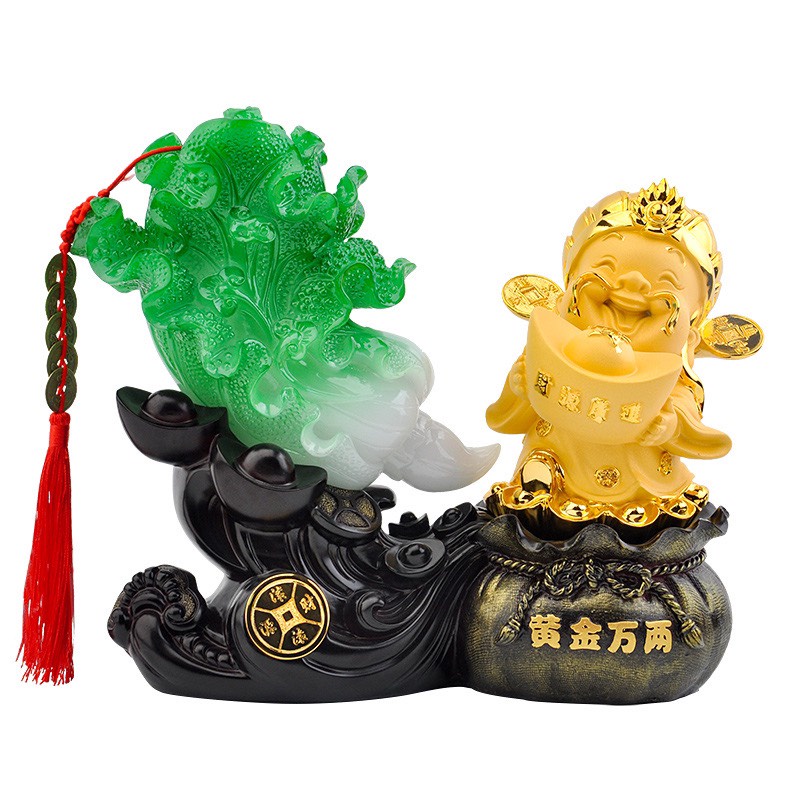 Tượng Bắp Cải Và ÔngThần Tài Phong Thủy - Chiêu Tài Hút Lộc