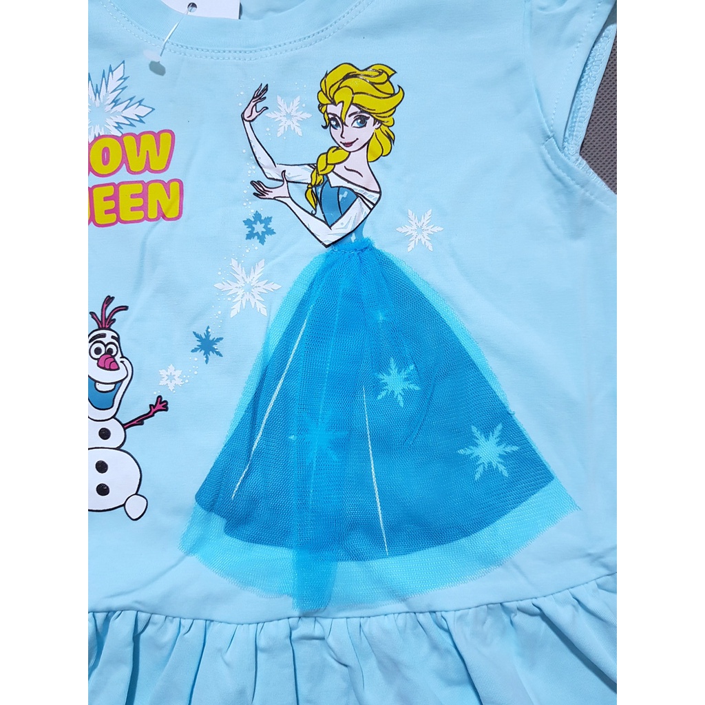 Đầm thun cotton tay cánh tiên mát mẻ công chúa elsa cho bé gái