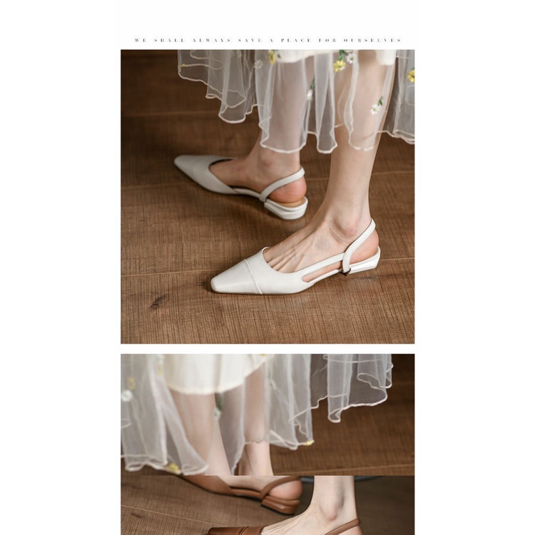 Ins Giày Sandal Hở Ngón Mũi Vuông Hở Một Ngón Đế Bằng Bằng Da Thật Đánh Bóng Phong Cách Cực Chất Cao Cấp Dành Cho Bạn Nữ